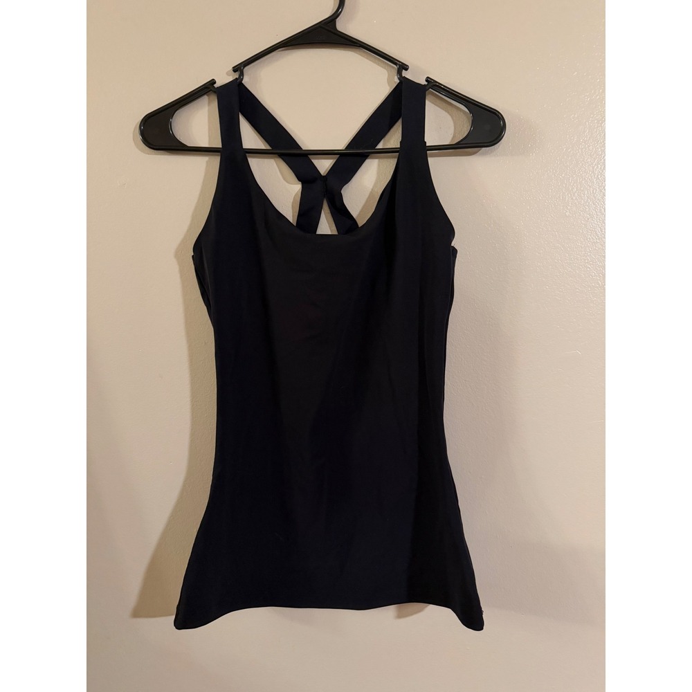 Spanx Womens Black Crisscross Back Active Tank Top Large
